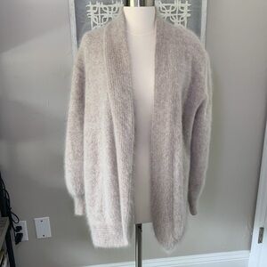 Eddie Dassin angora blend fuzzy puff sleeve fully lined luxury cardigan size med